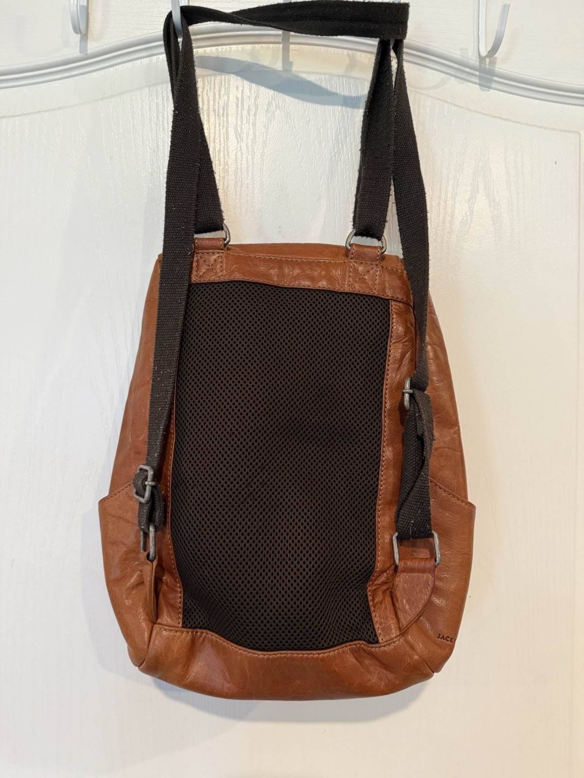 Jack Georges Voyager small cognac brown buffalo leather unisex backpack