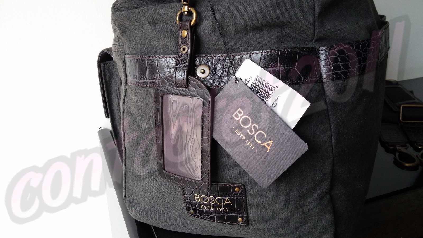 Bosca Field Collection EXCURSION Bag in GRAY w/ DARK BROWN BRAND NEW WITH TAGS!