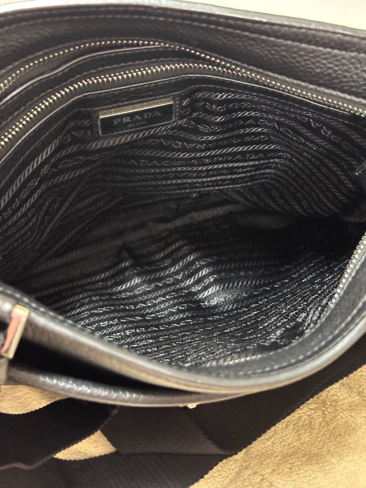 PRADA Vitello City Black Shoulder Bag 2VH019 Unisex Bag