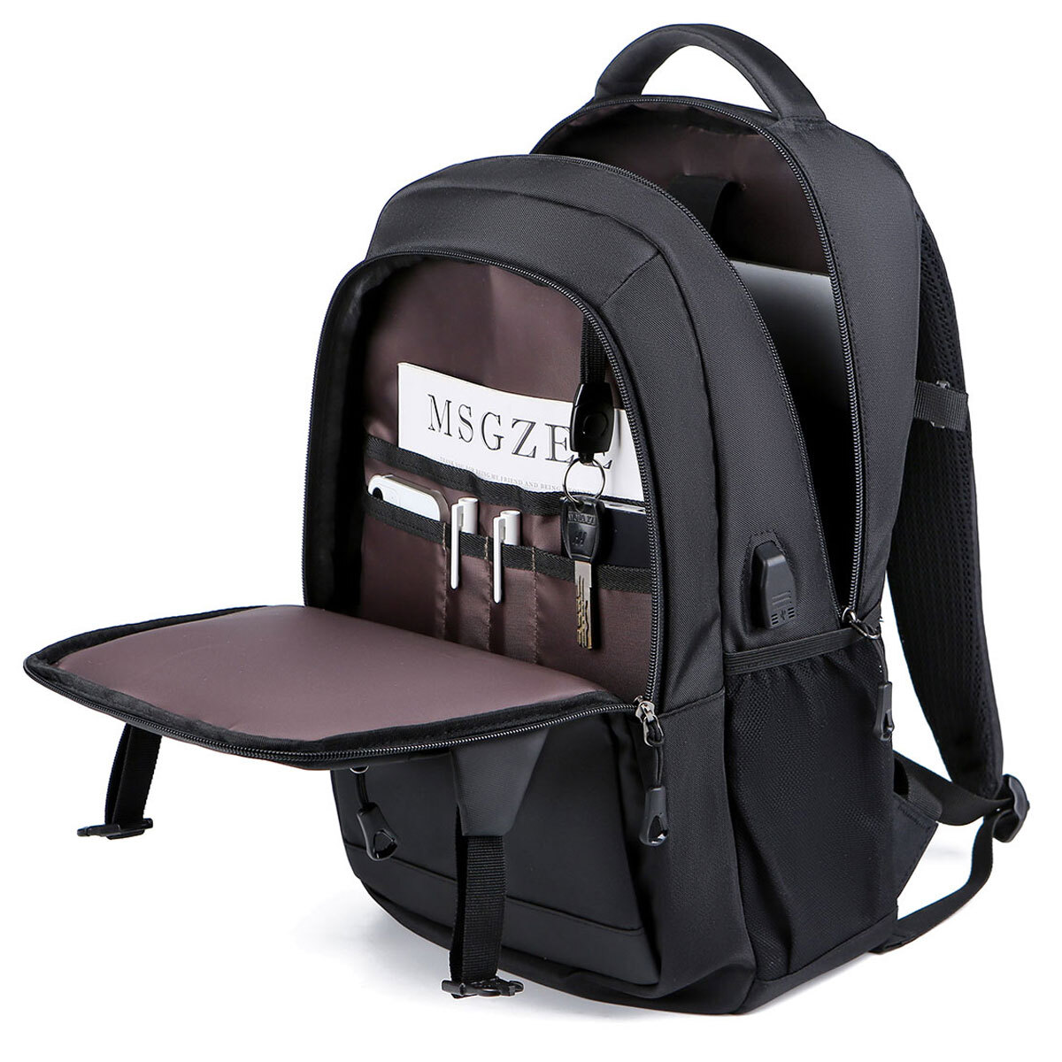 15.6″ Men Women Backpack Large Durable Travel Computer Bookbag Laptop Bag Black