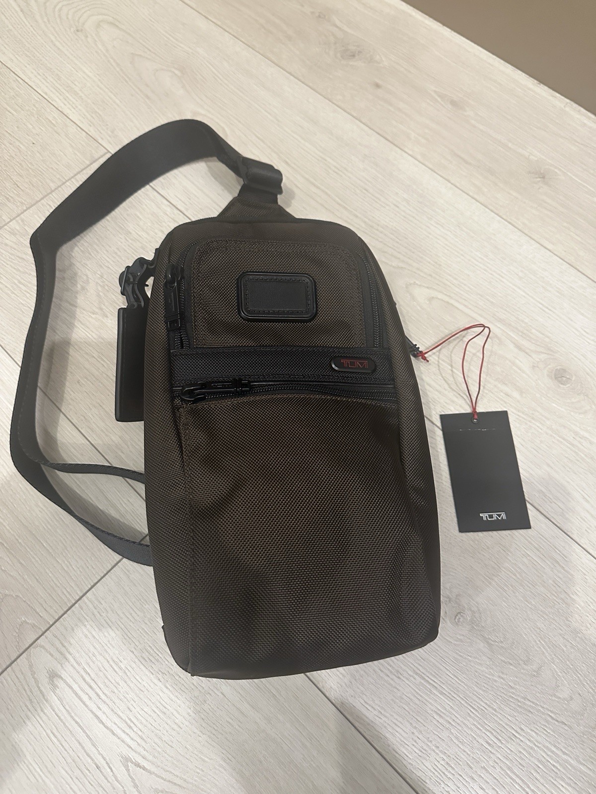 NWT TUMI Compact Sling Bag Minimalist EDC Travel Day Pack Brown