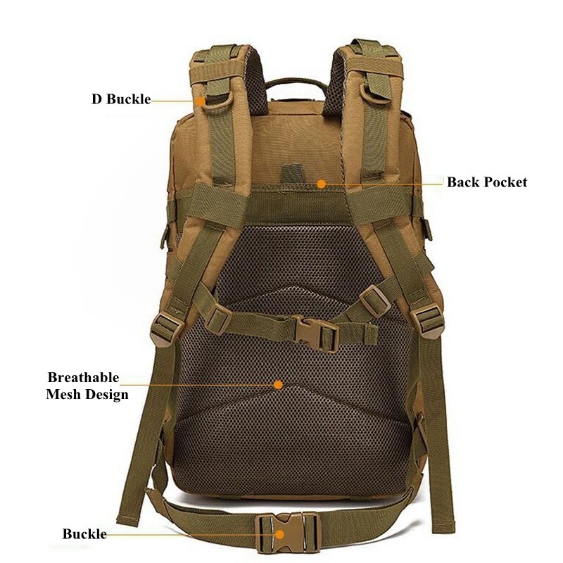 Tactical Backpack 45L Large Rucksack 3 Day Outdoor Military Bag Travel Hiking US