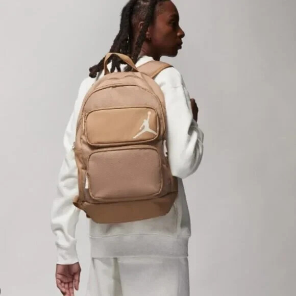 Nike Jordan Essentials Backpack Laptop School Gym Bag Beige/Tan