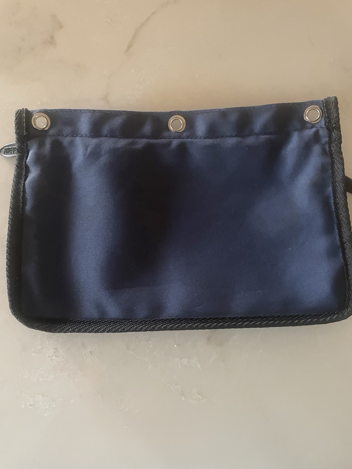 Five Star Black Navy Blue Zip Pouch with Inner Pockets Casual Solid