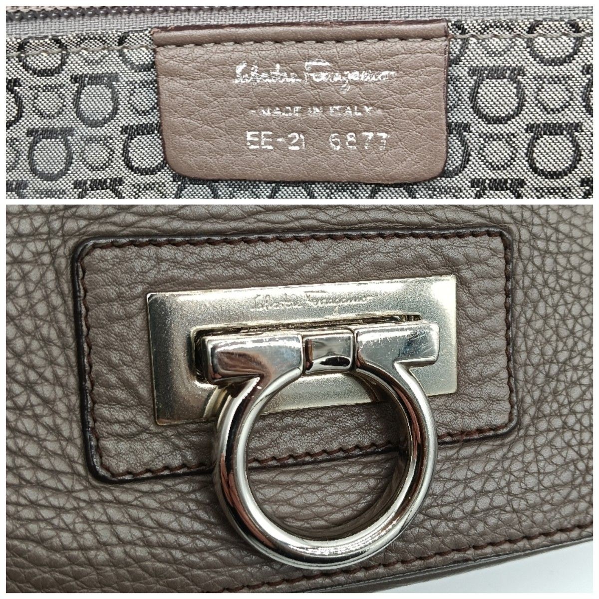 Salvatore Ferragamo Gancini One Authentic Shoulder Bag Leather 24×28cm