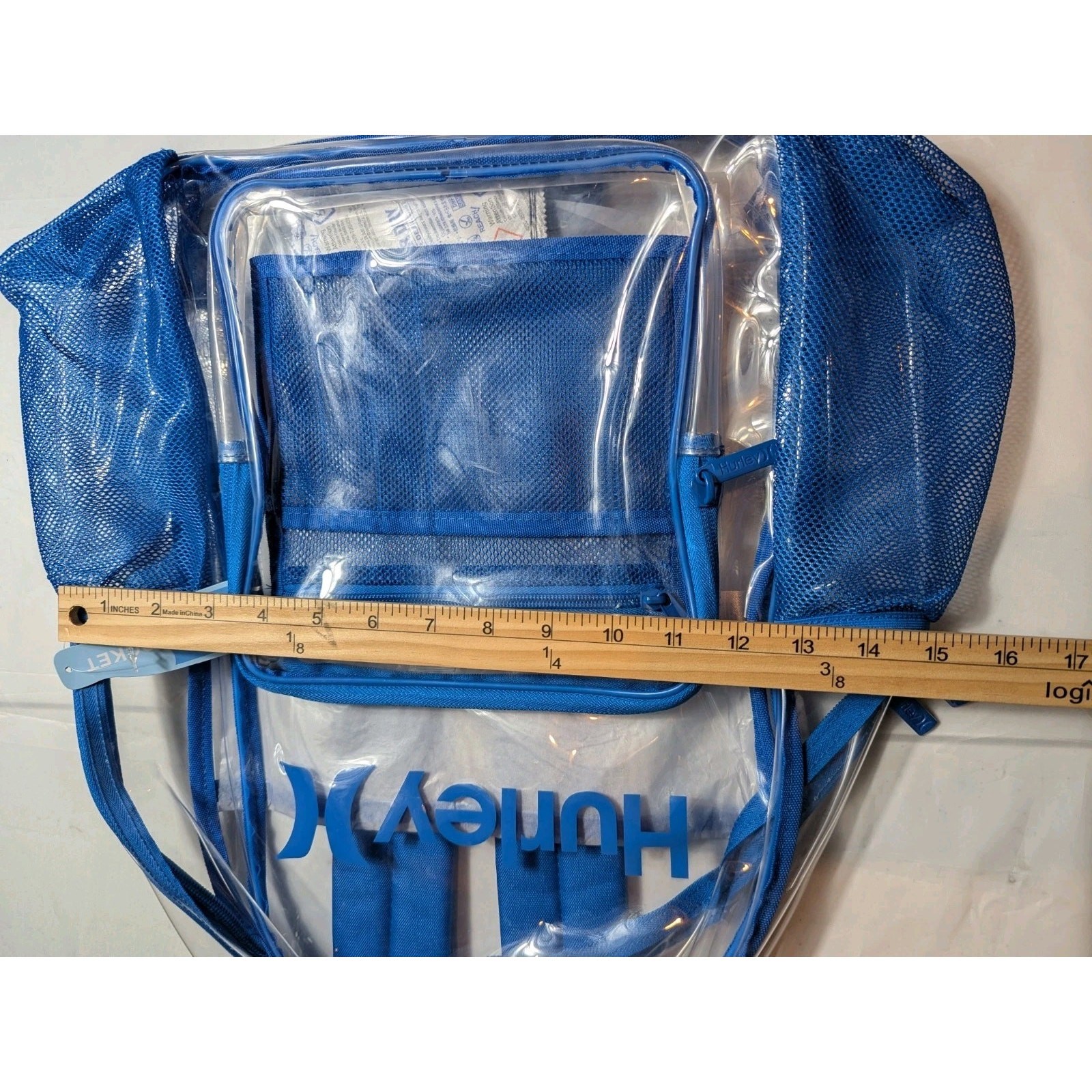 Hurley Clear See Through Backpack With Bottle Pocket Fits 15″ Laptop Blue