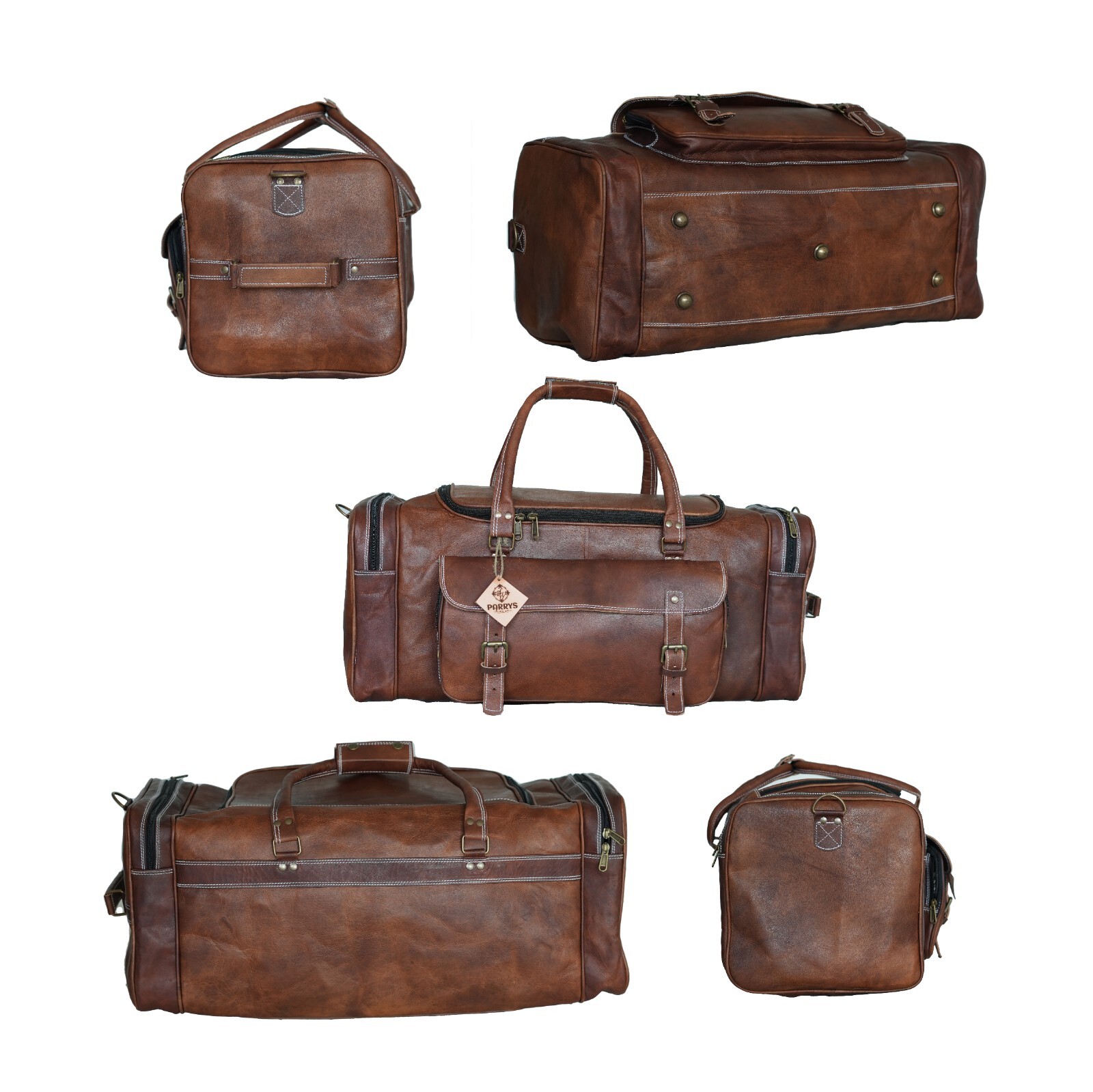 Mens Vintage Genuine Leather Duffle Bag Overnight Weekender Retro Luggage Unisex