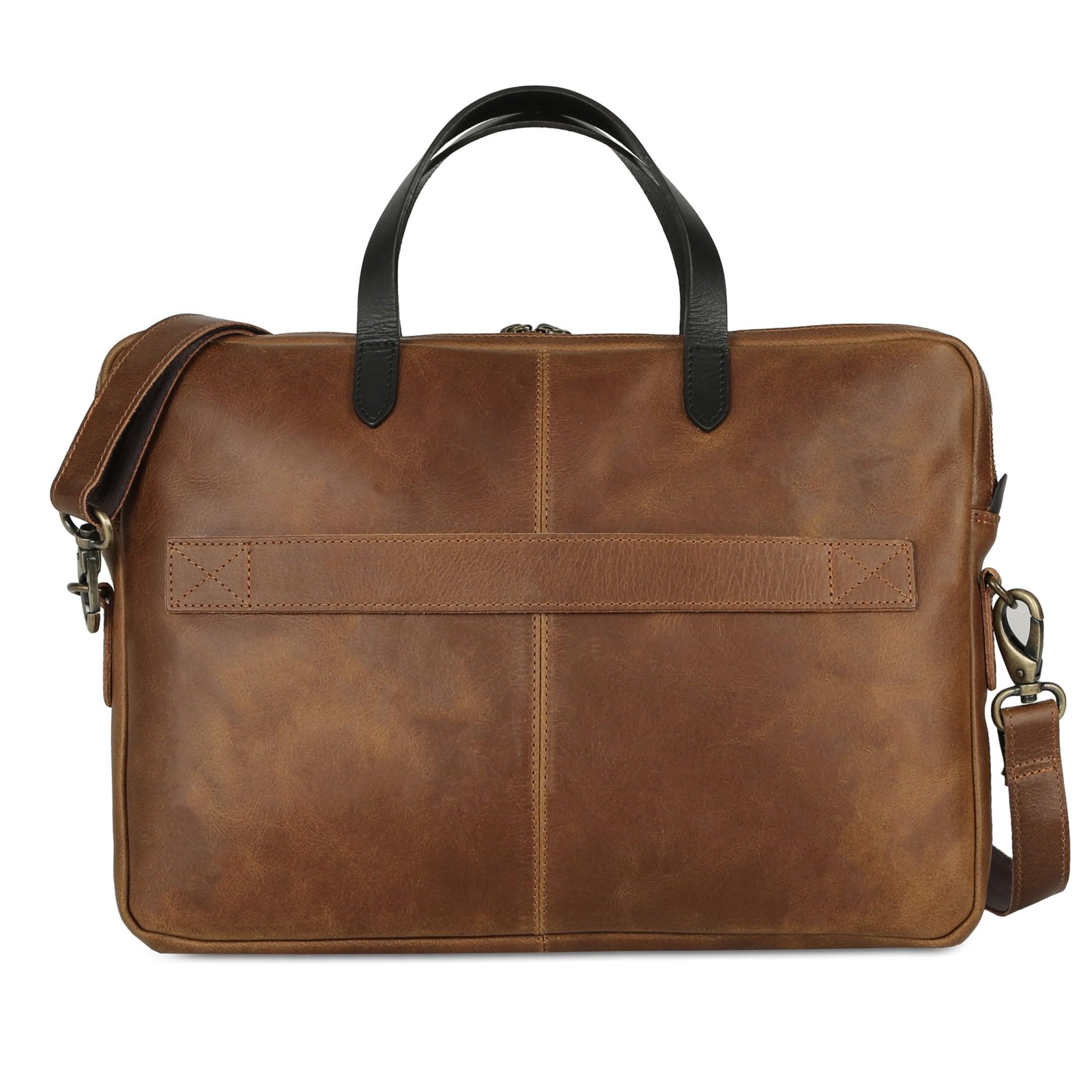 KomalC 15 5 Inch Leather Laptop Sleeve with Trolley Strap Slim Genuine Leathe