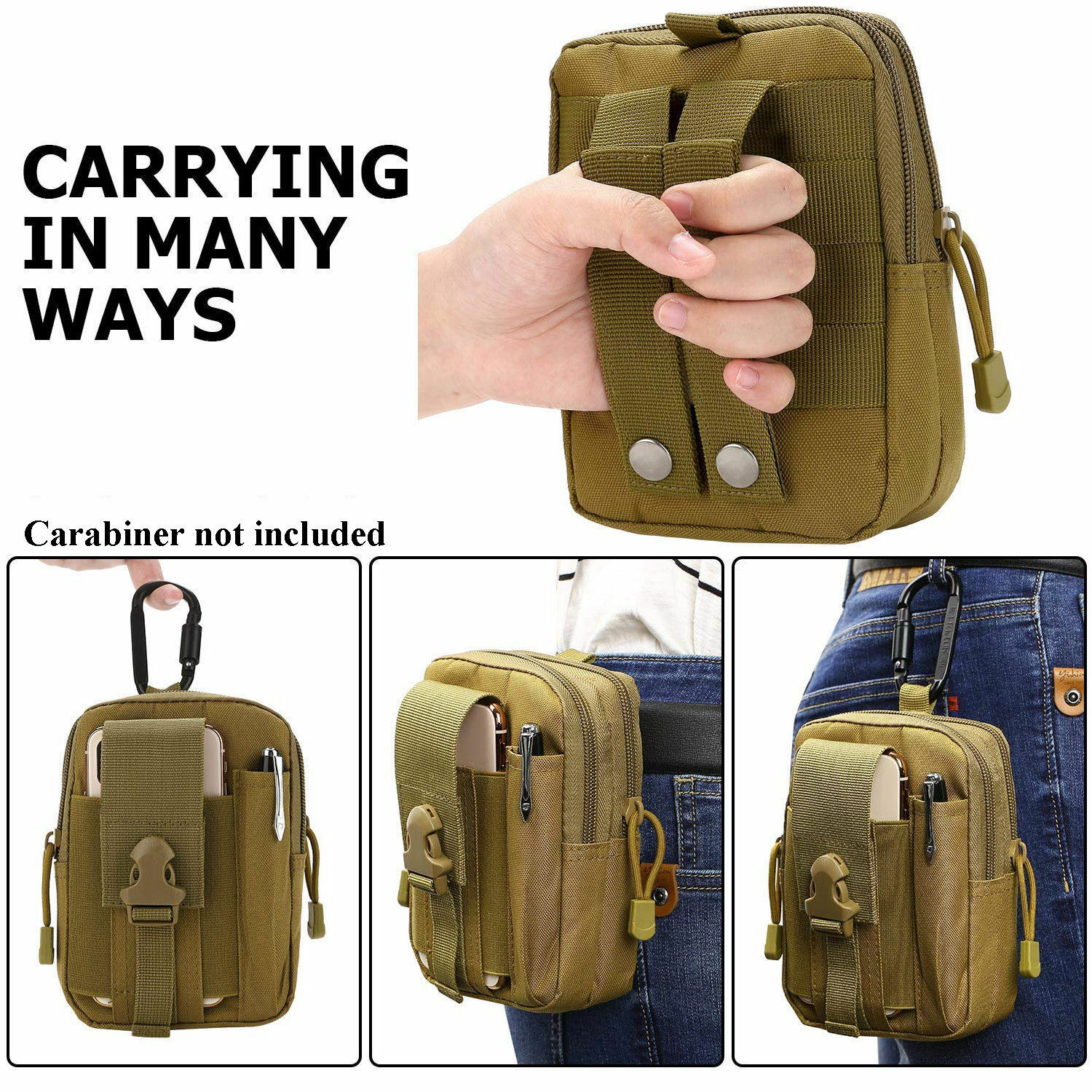 Tactical Military MOLLE Pouch Utility Phone Waist Bag Carrying Storage Bag Pack