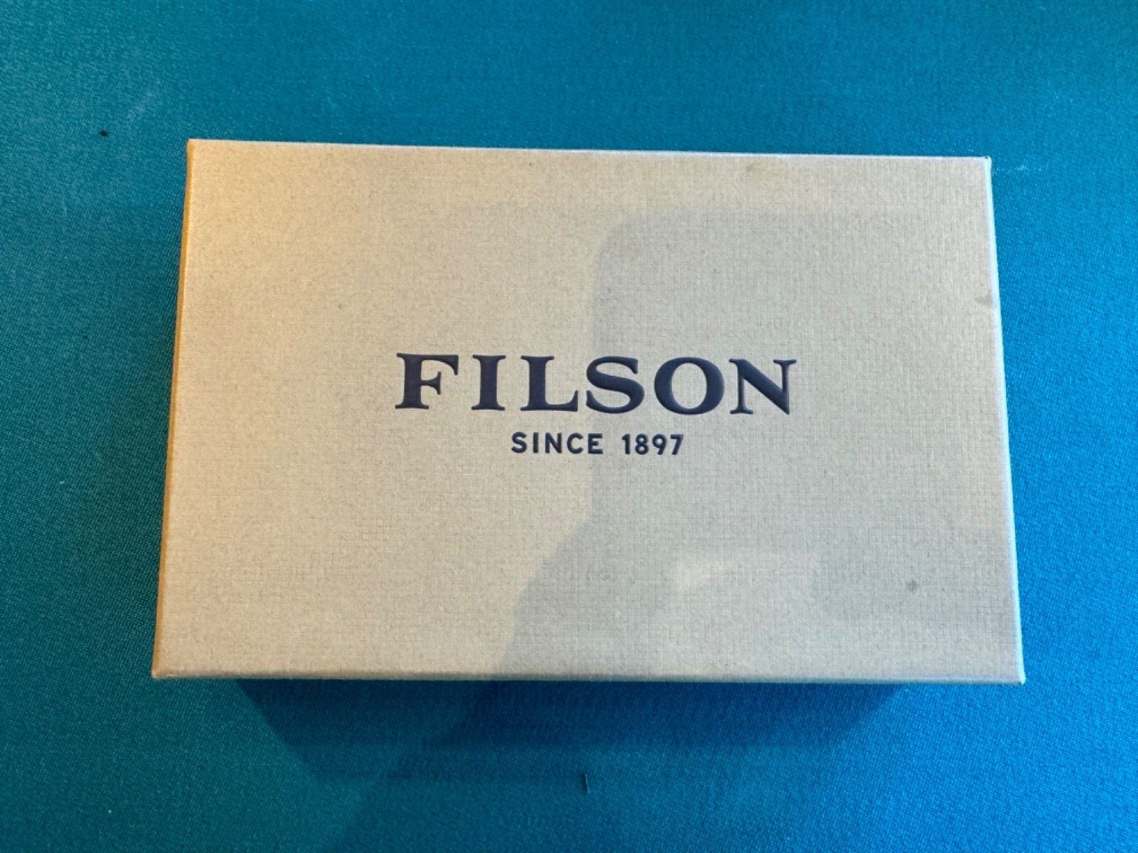 Rare Filson Dark Tan Leather Stitched Stainless Steel 6OZ Flask New in Box Rare