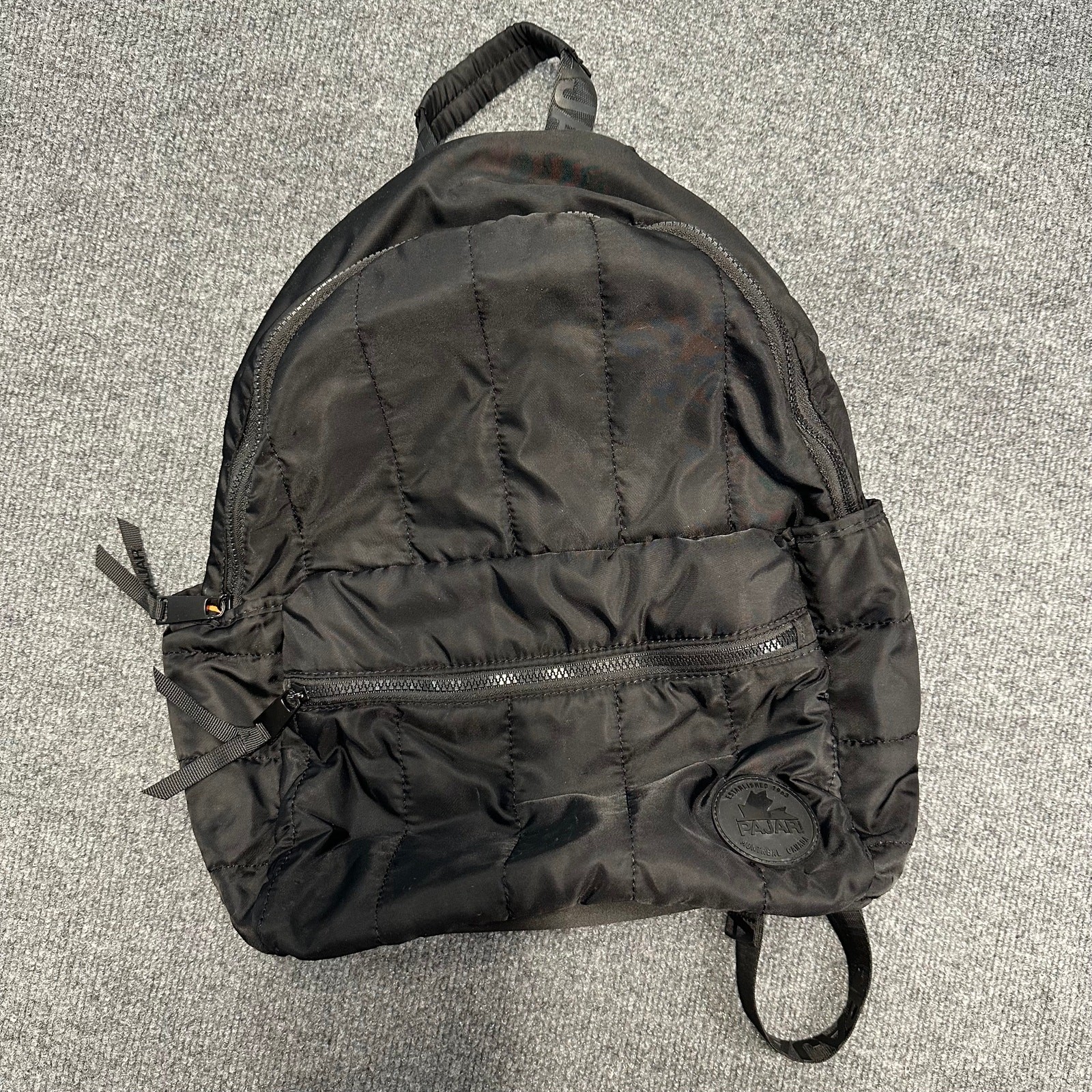Pajar Twill Dome Quilted Puff Backpack Black Neutral Laptop Pocket Luggage Strap