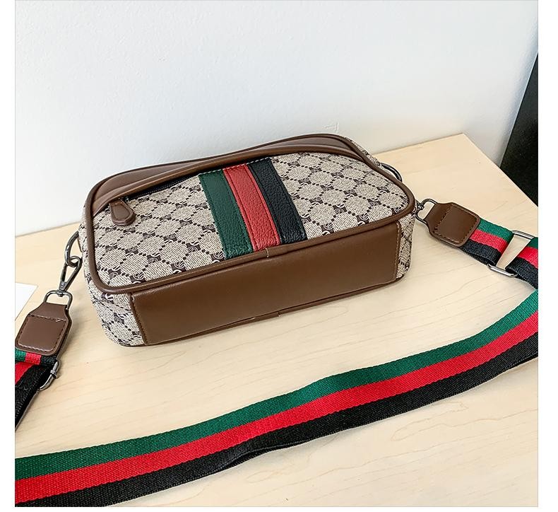 Casual Sling Bag Men PU Leather Messenger Crossbody Color Block Trendy Wide Stra