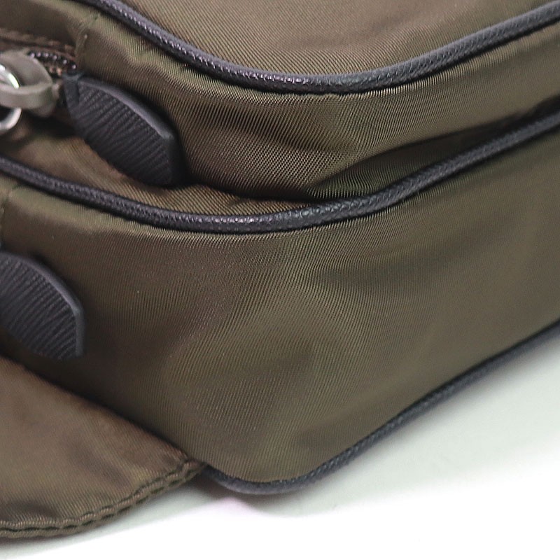 PRADA Tesuto Nylon Belt Bag Triangle Logo Saffiano Leather Mimetico Khaki