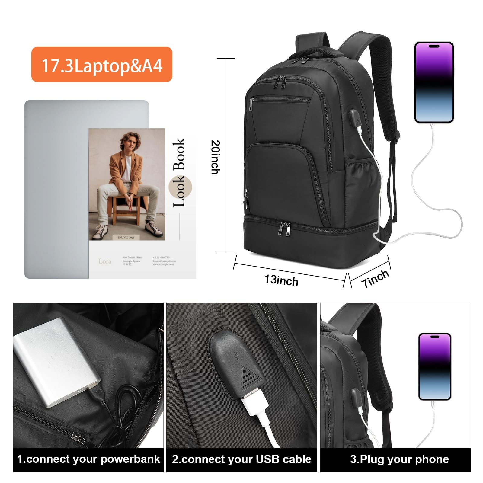 seyfocnia Gym Backpack for Men,Gym Bag with Shoe Compartment Lightweight Trav…