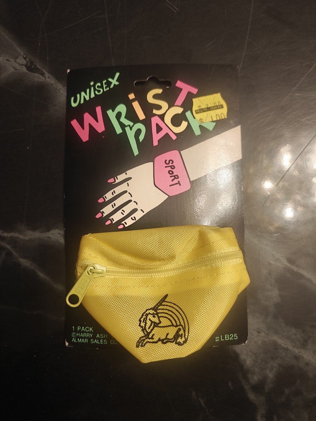 Vintage Unisex Wrist Pack Sport Bag Unicorn Yellow