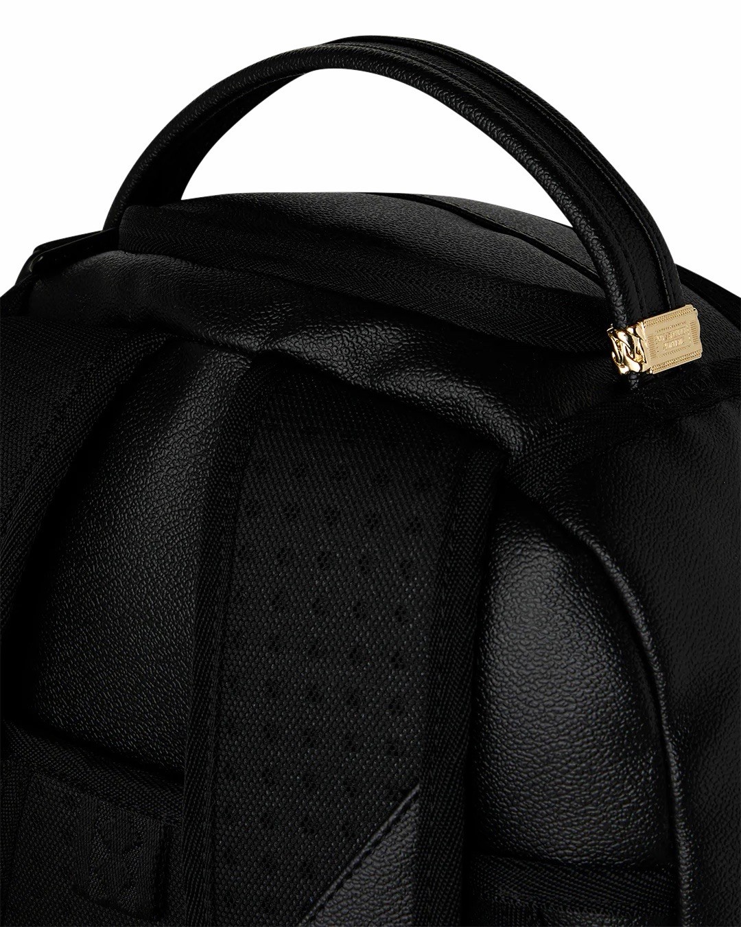 SPRAYGROUND LIMITED EDITION BACKPACK GOLD DRIP LOGO METALLIC BLACK FAUX LEATHER