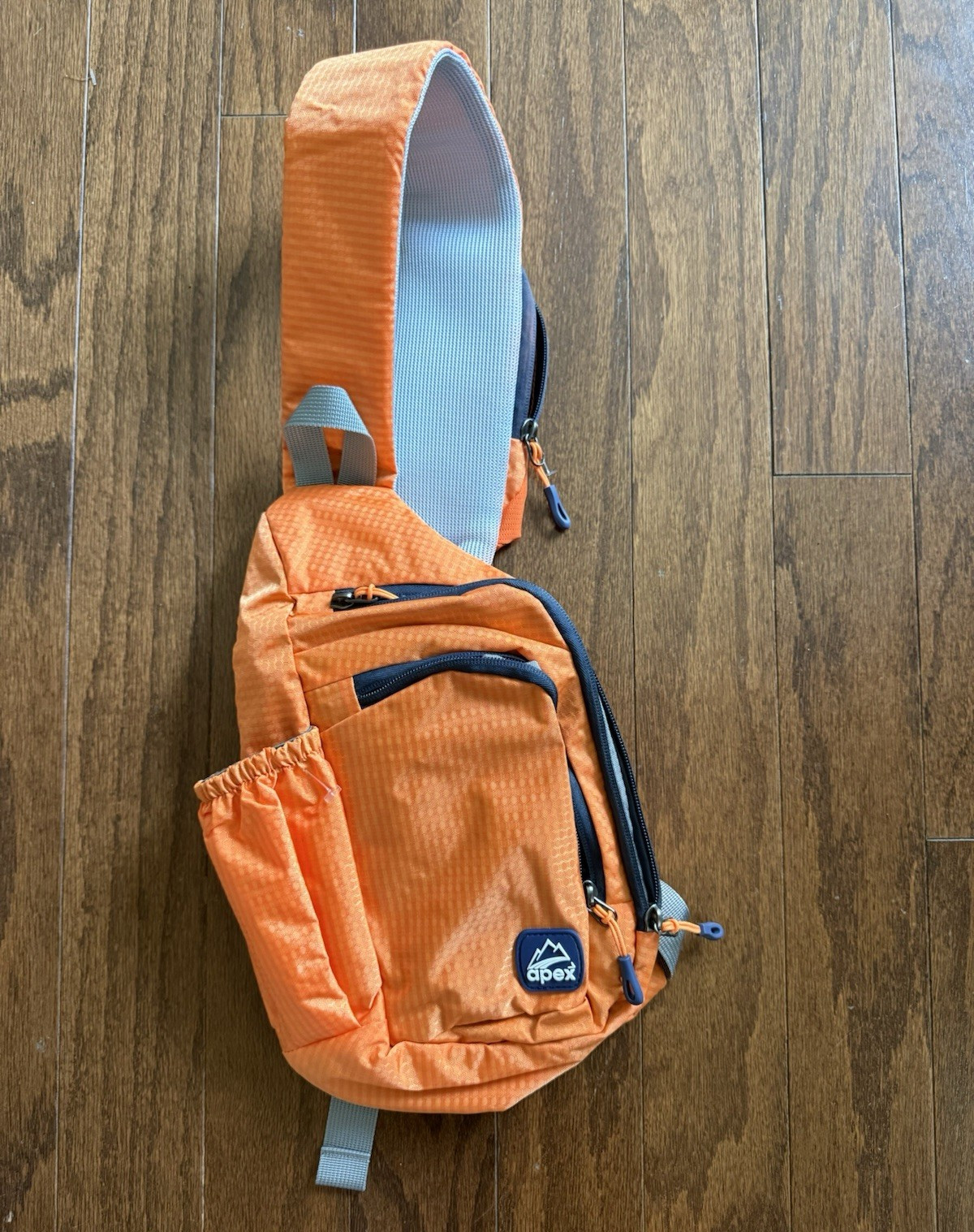 Apex Orange/Gray Sling Crossbody Bag Adjustable Strap Zip Pockets Buckle