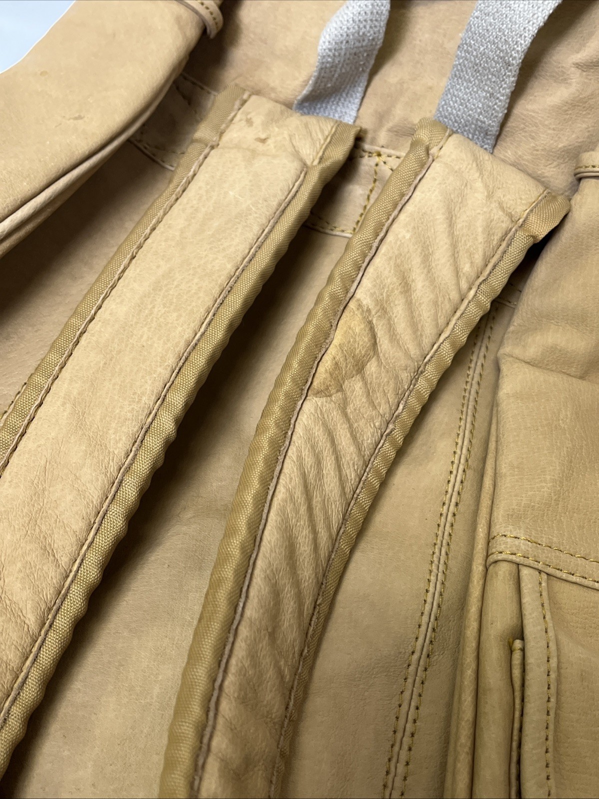 Camel Cigarettes Beige Tan Leather Backpack 16″x16″