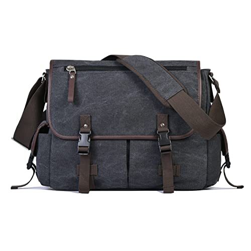 Vintage Canvas 15.6 inch Laptop Messenger Bag for Men Women College Computer …