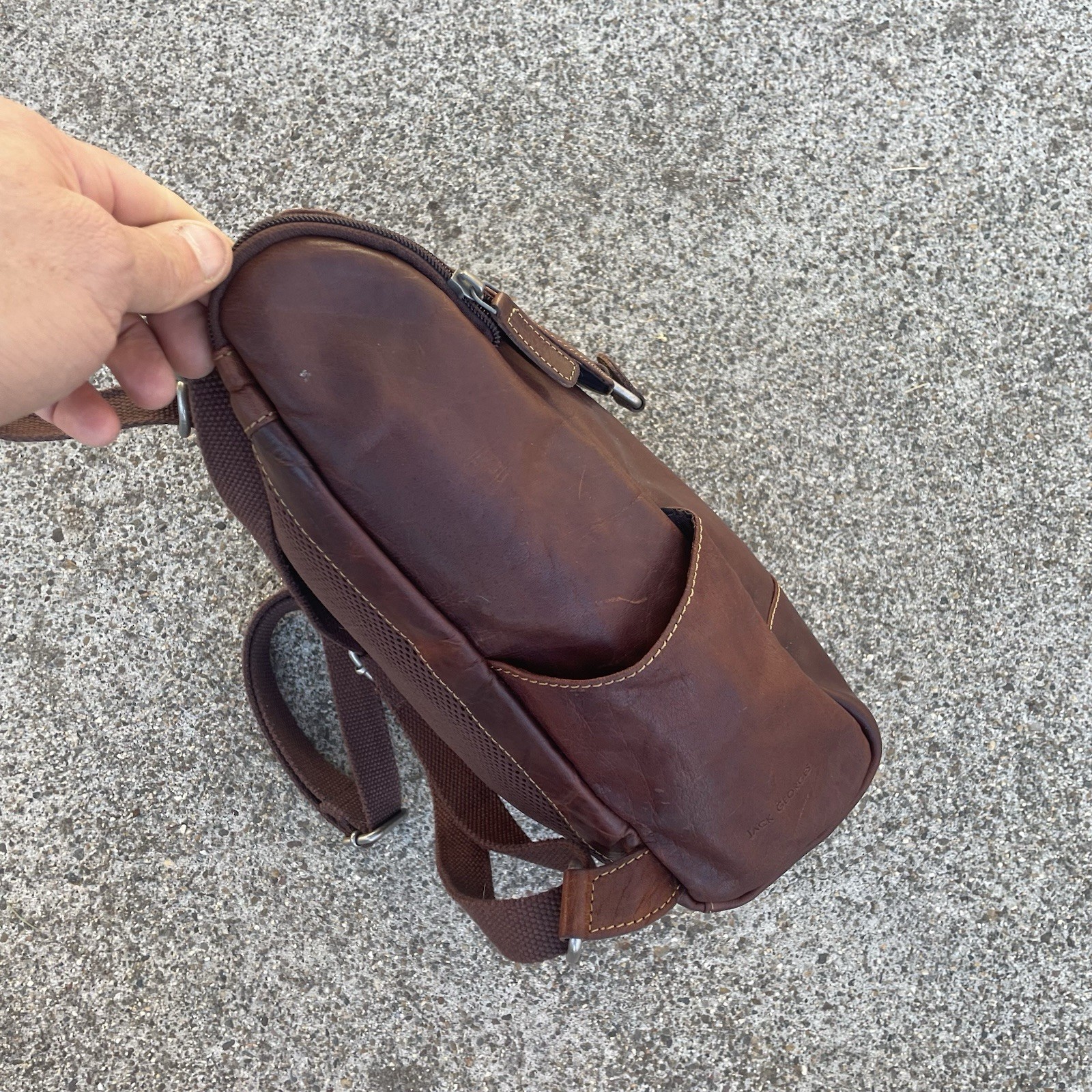 JACK GEORGES Unisex Backpack Voyager Convertible Brown Buffalo Leather