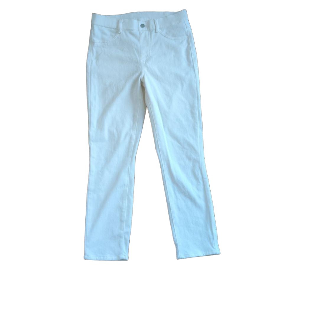 White Slim Fit Casual Pants Black Zippered Pockets Mens Used