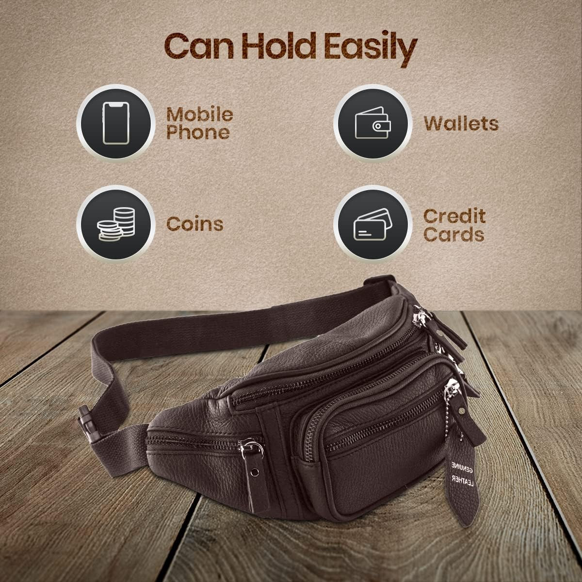 Fanny Pack Waist Bag Multifunction Leather Hip Bum Bag Travel Pouch for Men