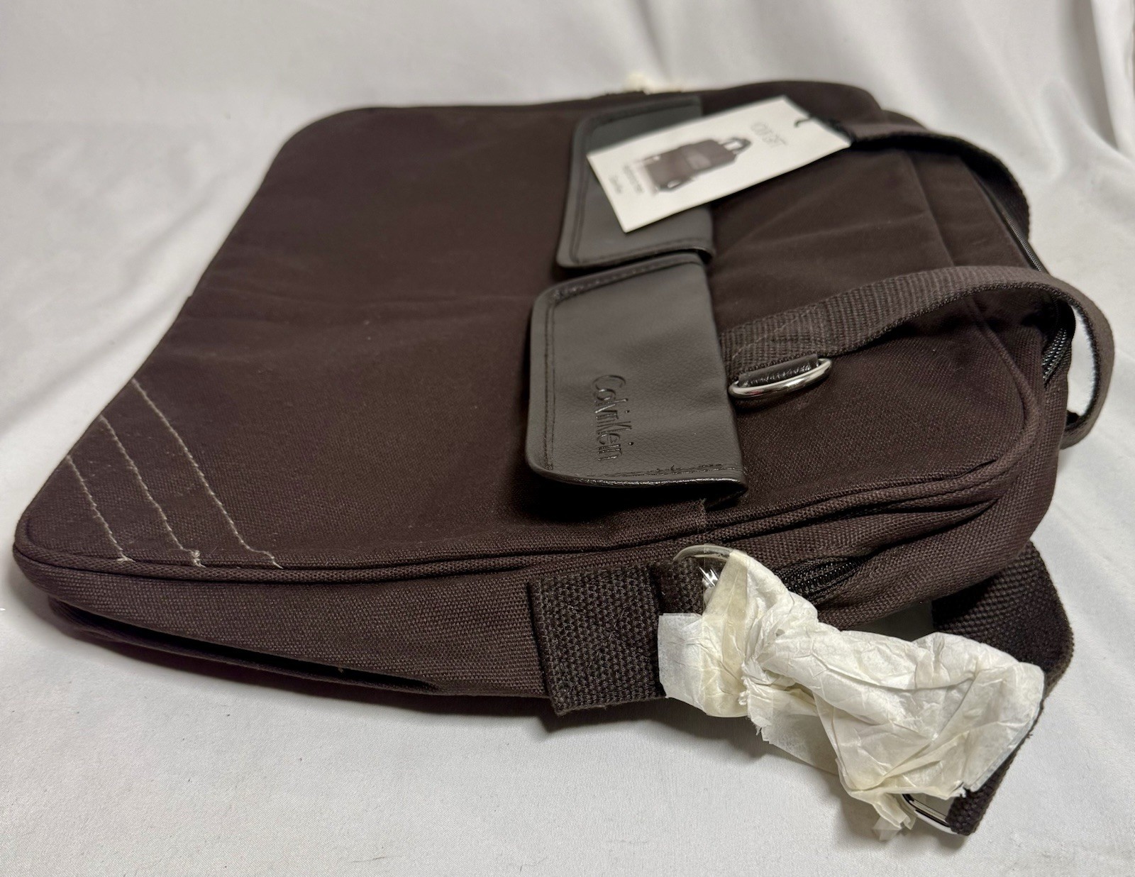 NEW w/ Tags – Calvin Klein Briefcase Laptop Work Bag Crossbody Canvas Black