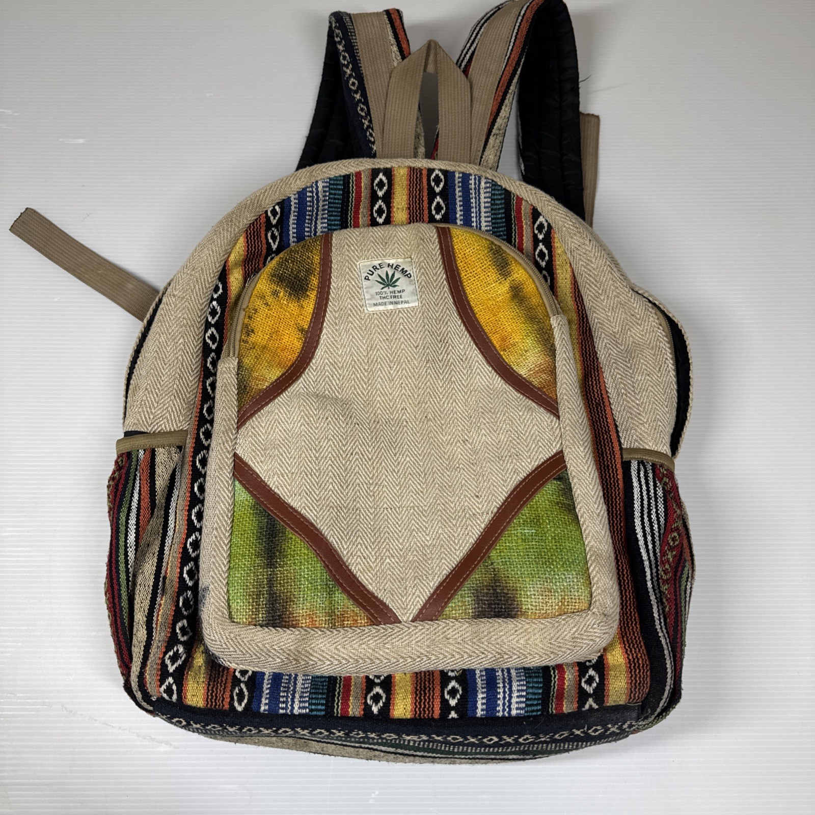 Pure Hemp Backpack THC Free Made In Nepal Aztec Laptop Sleeve
