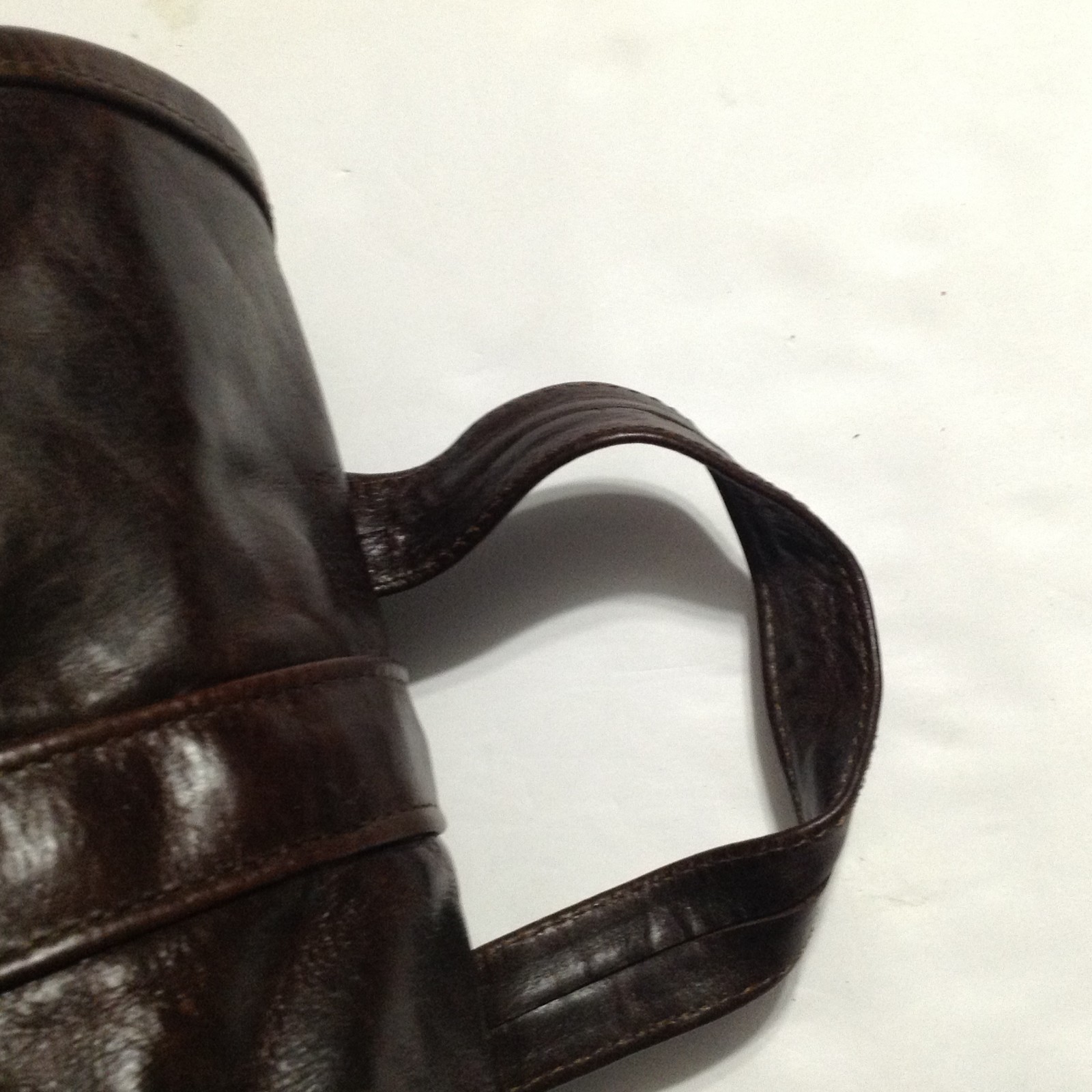 Leather Backpack 13 inch Rucksack Dark Brown Urban Drawstring Travel Bag