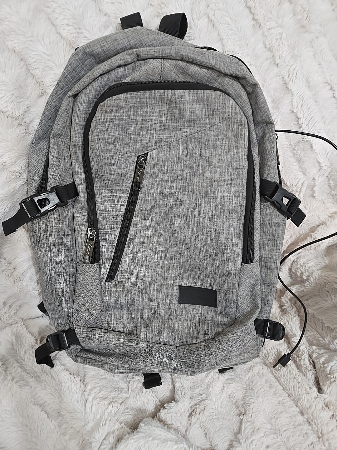 Mancro Gray And Black Backpack