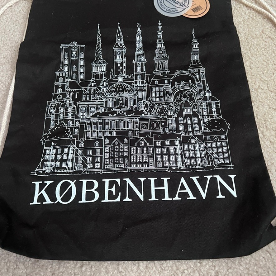 Royal Collection Danmark Kobenhavn Copenhagen Skyline Drawstring Backpack NWT