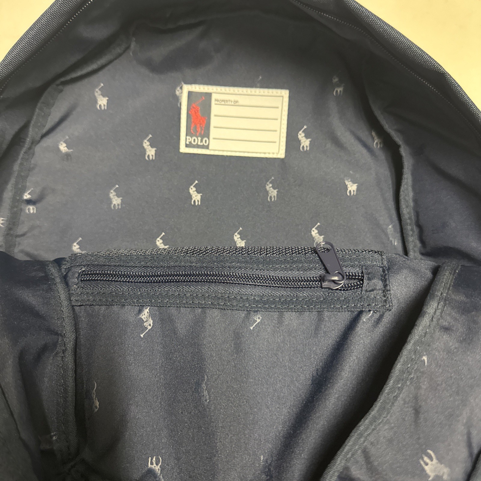 Polo Ralph Lauren Backpack Full Size Laptop Unisex Navy Blue Bear School Bag