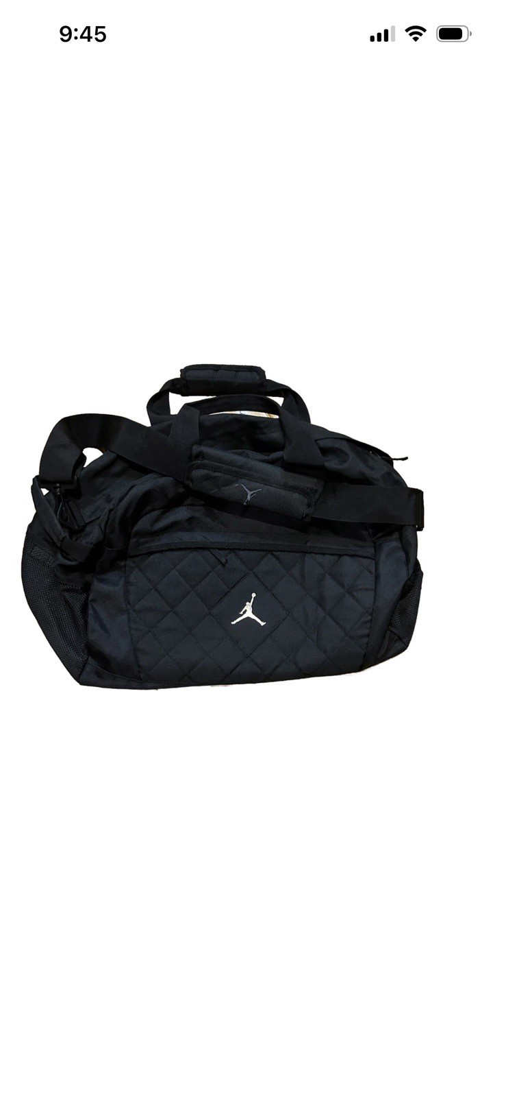 Air Jordan Jump Man Trainer BIG Duffel Gym Shoulder Bag Travel Black Quilted