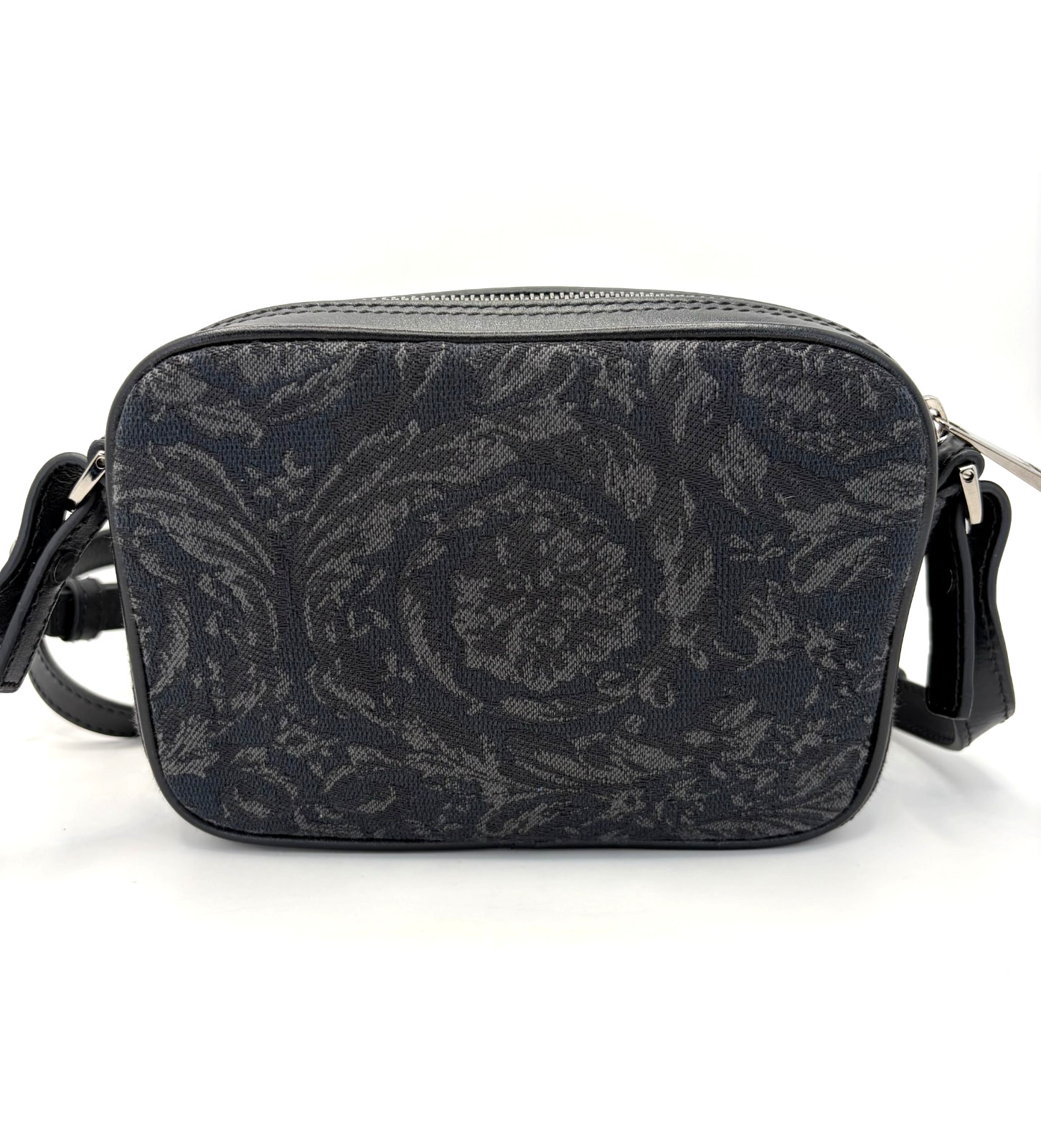VERSACE Black Jacquard Barocco Athena Messenger Crossbody Bag Canvas Mens NWOT