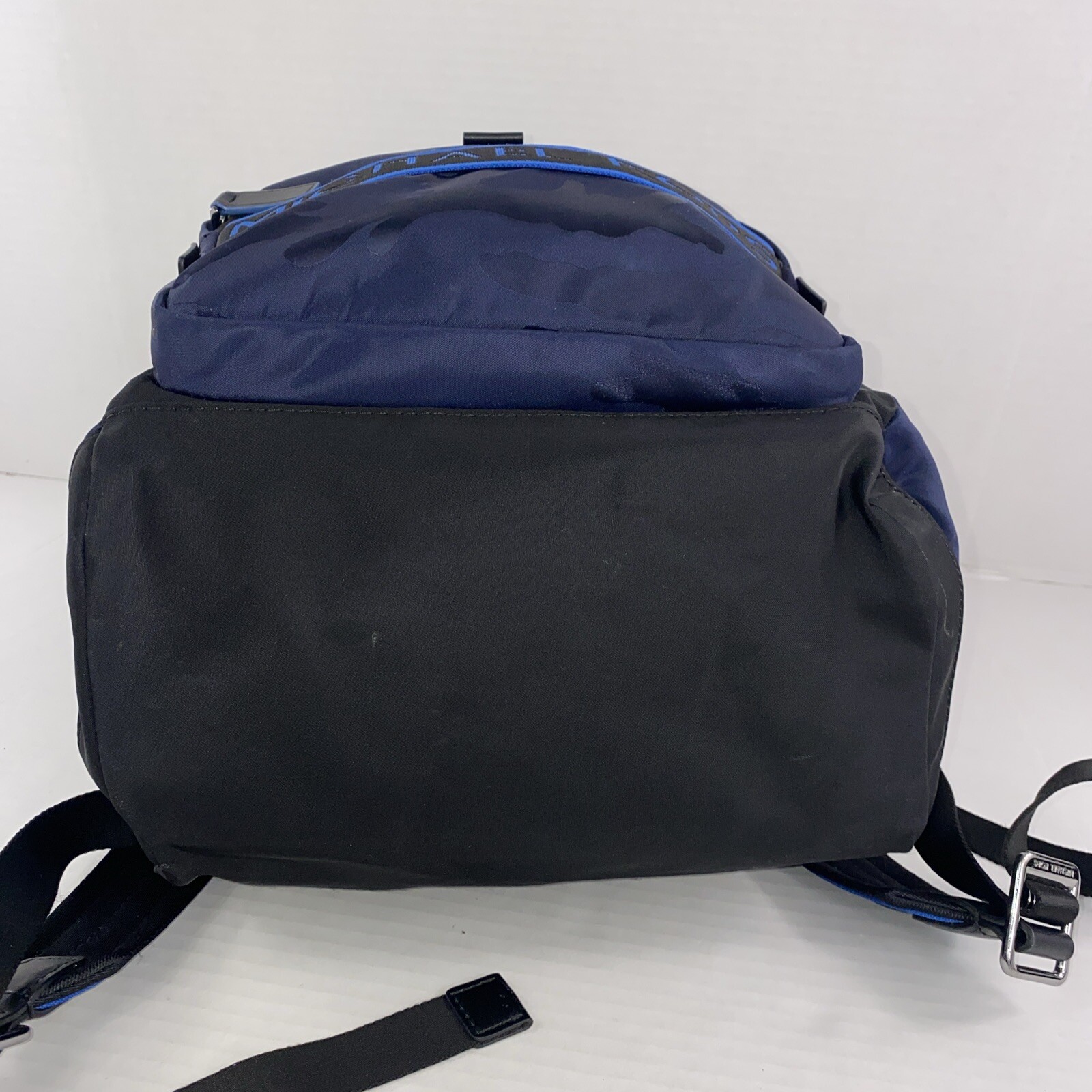 Michael Kors Kent Backpack Camouflage Large Blue Nylon Flap Pocket B3L