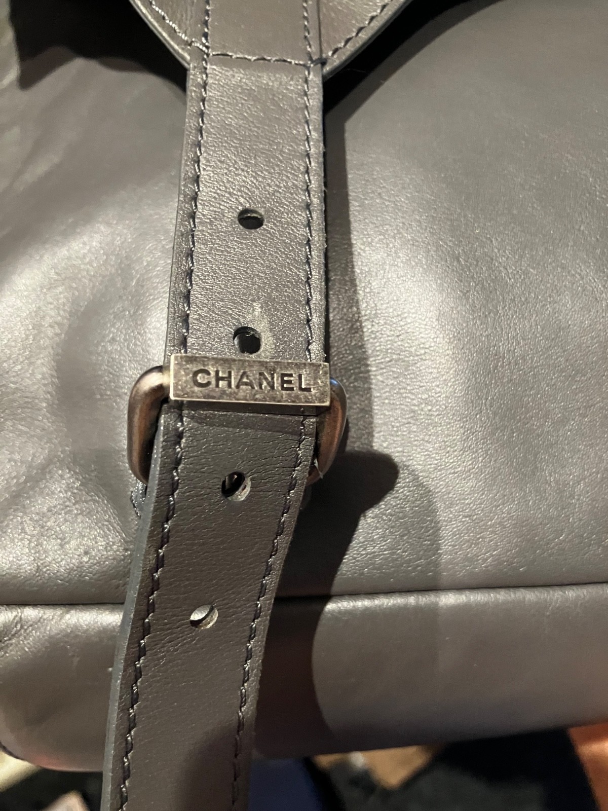 Chanel Men’s Gray Leather Messenger Bag