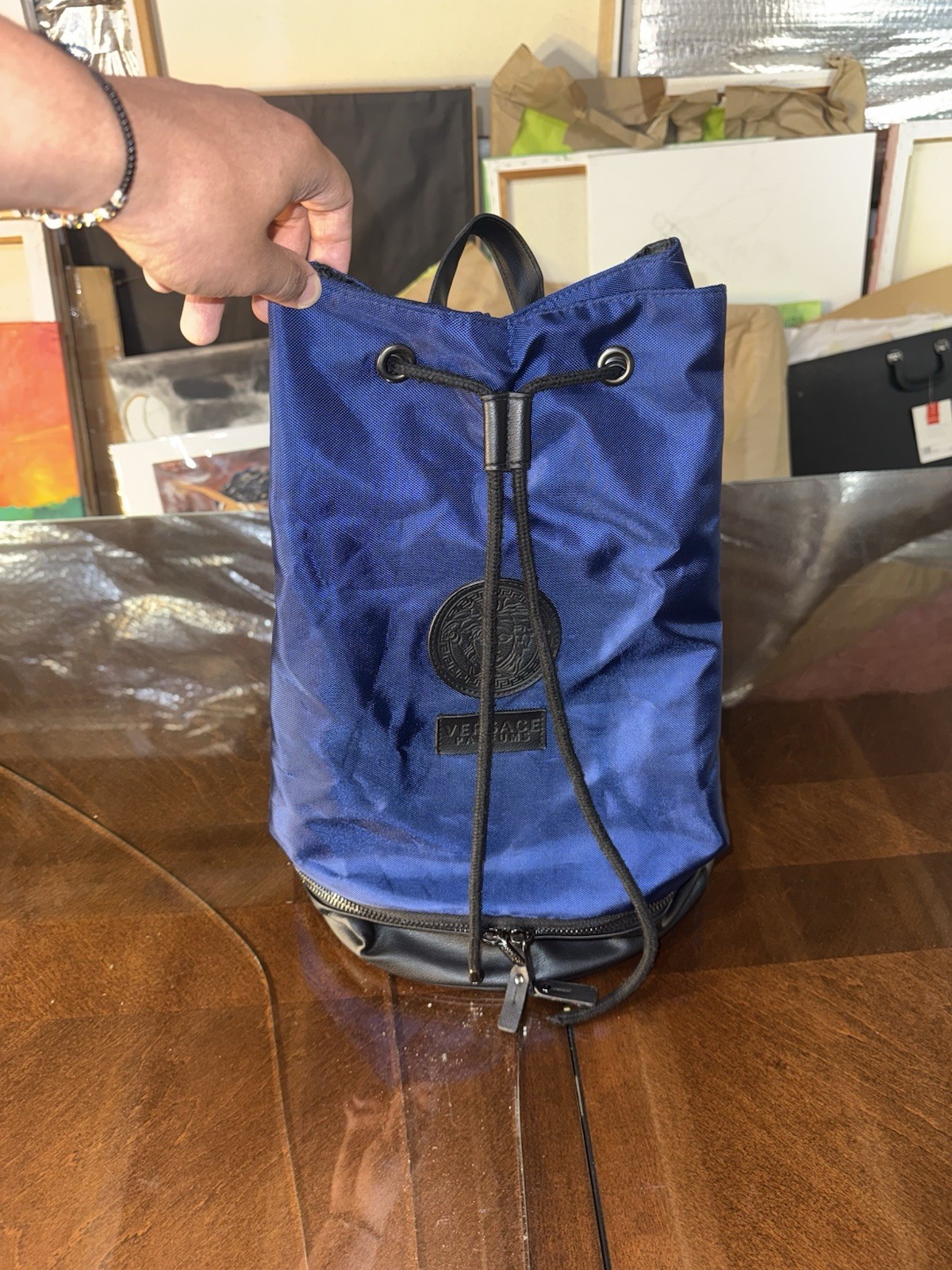 VERSACE Medusa Parfumes BACKPACK Navy Blue Black Logo Backpack