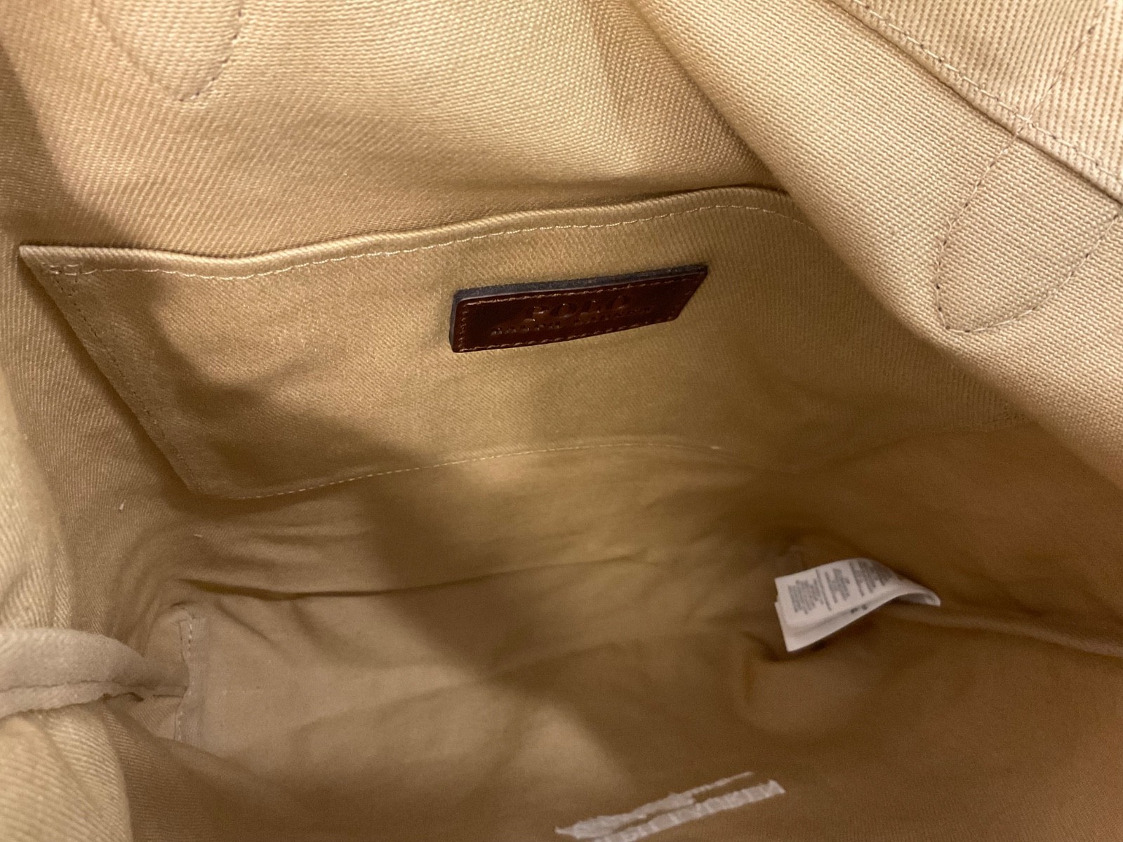 Polo Ralph Lauren Khaki Tan BEACH SHOP BEAR Cotton Twill Embroidered Tote Bag