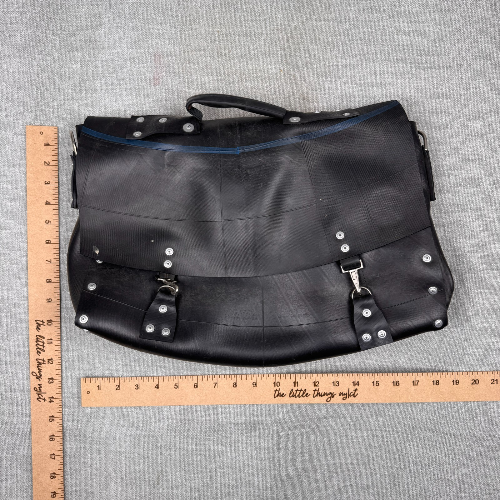 Recycled Rubber Duffle Bag Black | Heavy Duty Travel Weekender Industrial Style