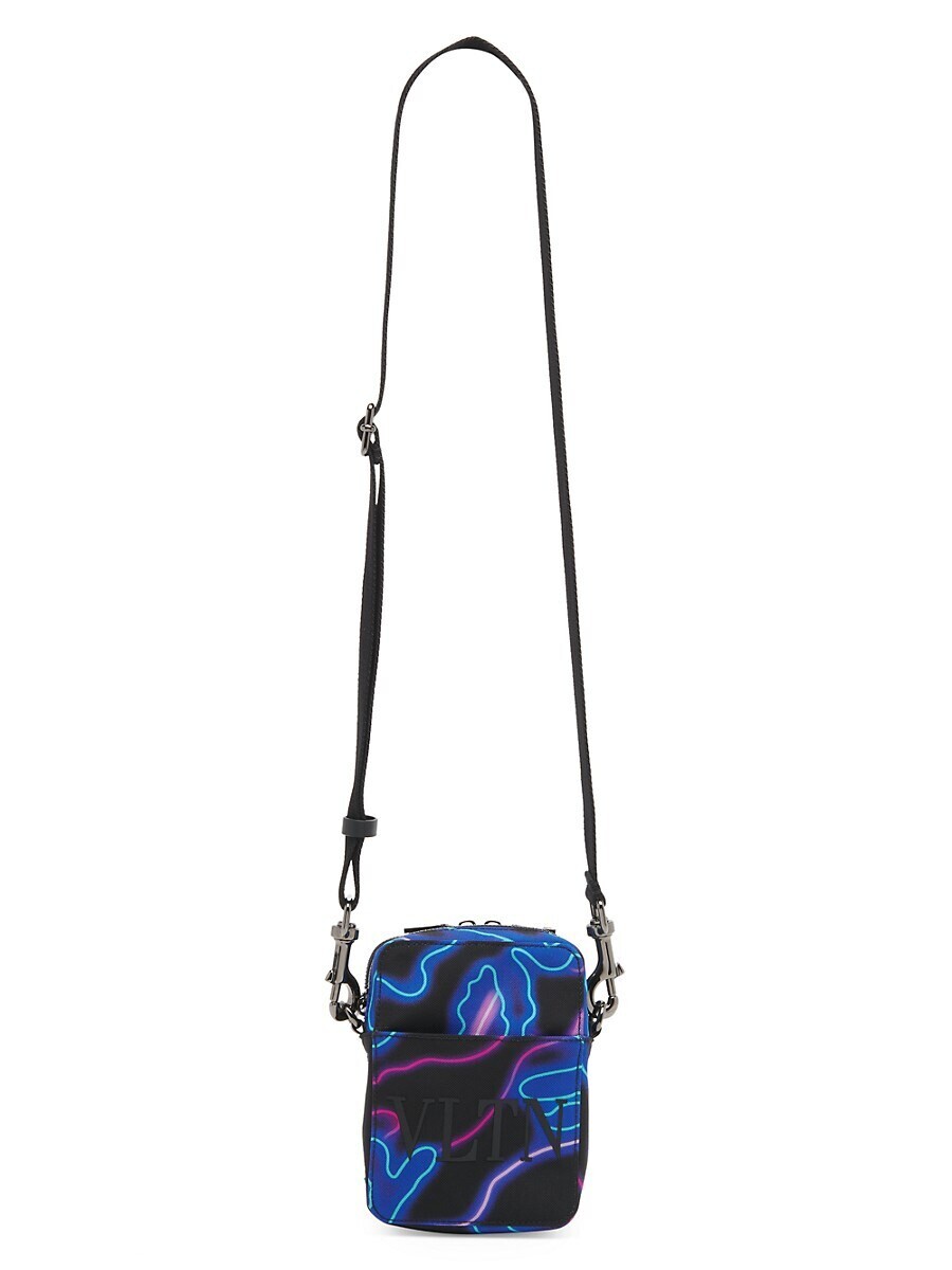 (NO CUSTOMS TAX) VALENTINO Garavani VLTN black neon camouflage small canvas bag