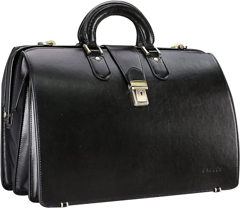 Leather Briefcase Men W/ Lock Lawyer / Doctor Bag 15.6 in Laptop 3 Compartments