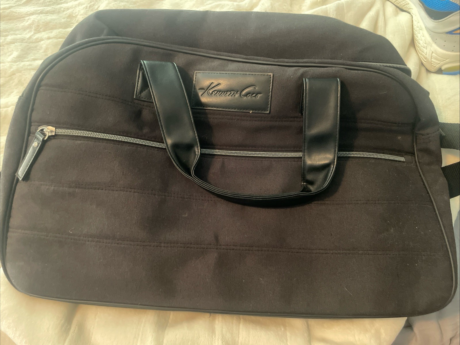 Kenneth Cole Bag Black Logo Canvas Overnight Travel Carry On Bag