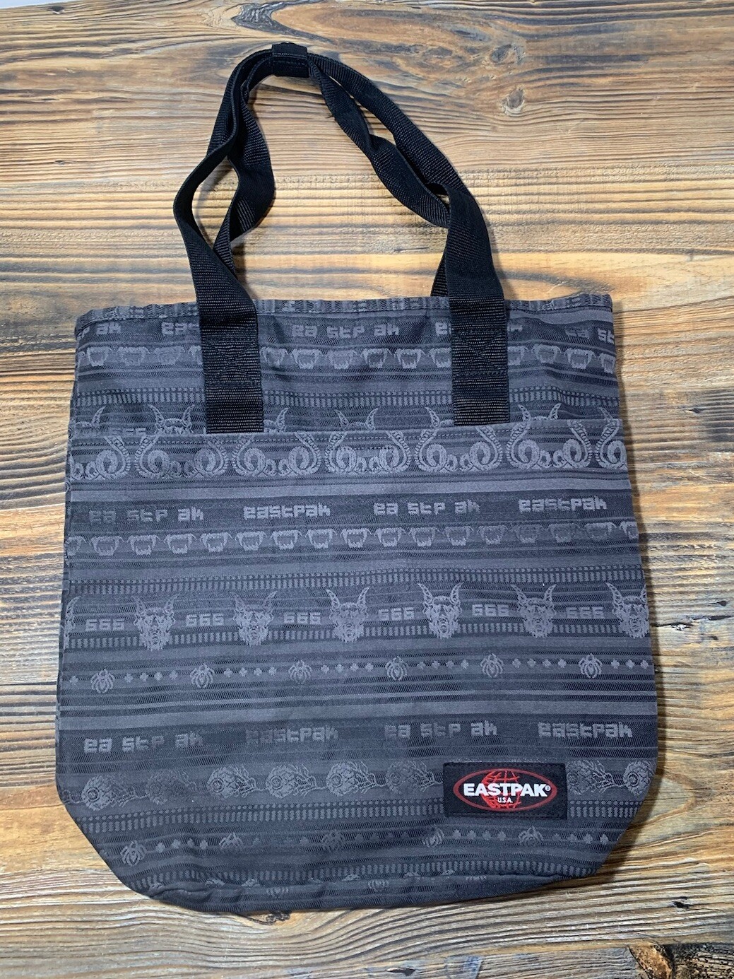 Eastpak Baphomet Satan 666 Snake Spider Fangs EyeBall Print Tote Bag BLACK RARE