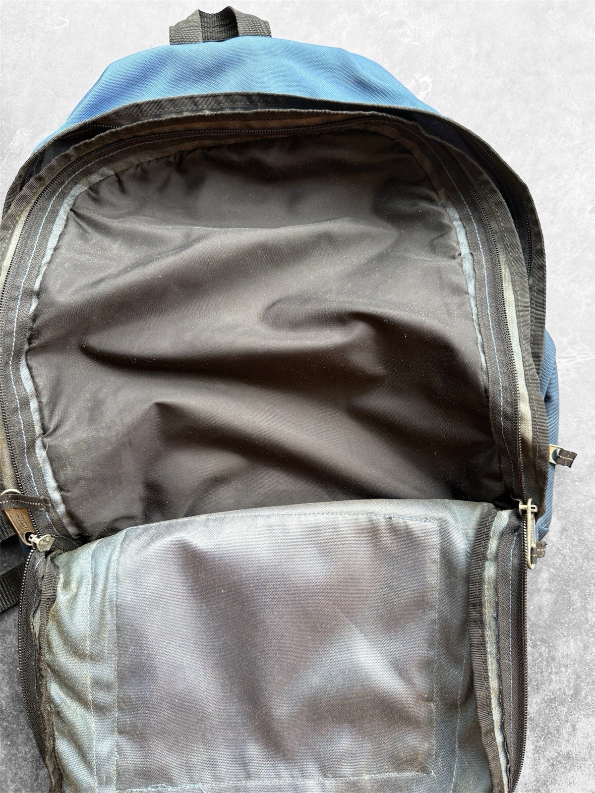 Vtg 90s Eastpak Backpack Navy Blue Multi Pocket Made in USA Daypack