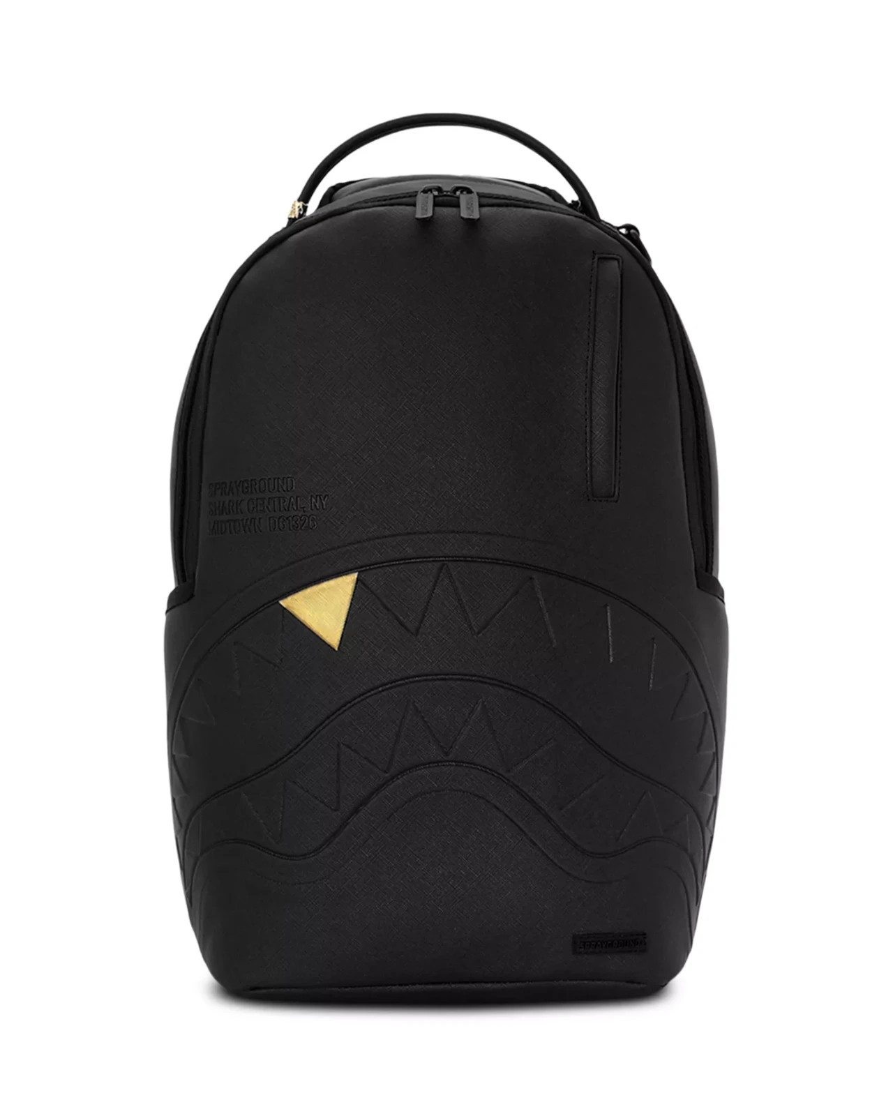 Sprayground Gold Tooth Embossed Backpack🔥New Black Bookbag Large School Bag