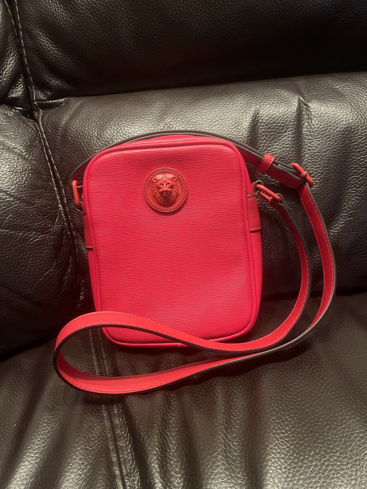 Aldo Red Leather lion Grainy Leather Mini Crossbody Bag Taupe