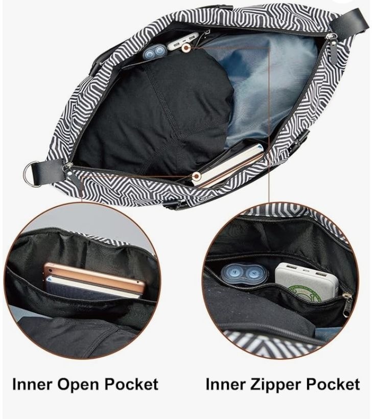 MAYMOONER 56L Black Stripe Unisex Travel Tote Duffle Bag
