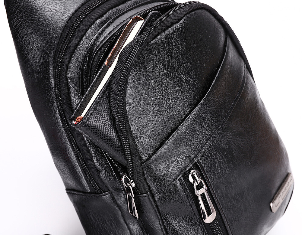 Mens Backpack Leather Sling Bag Chest Shoulder Fanny Pack Cross Body Phone Pouch