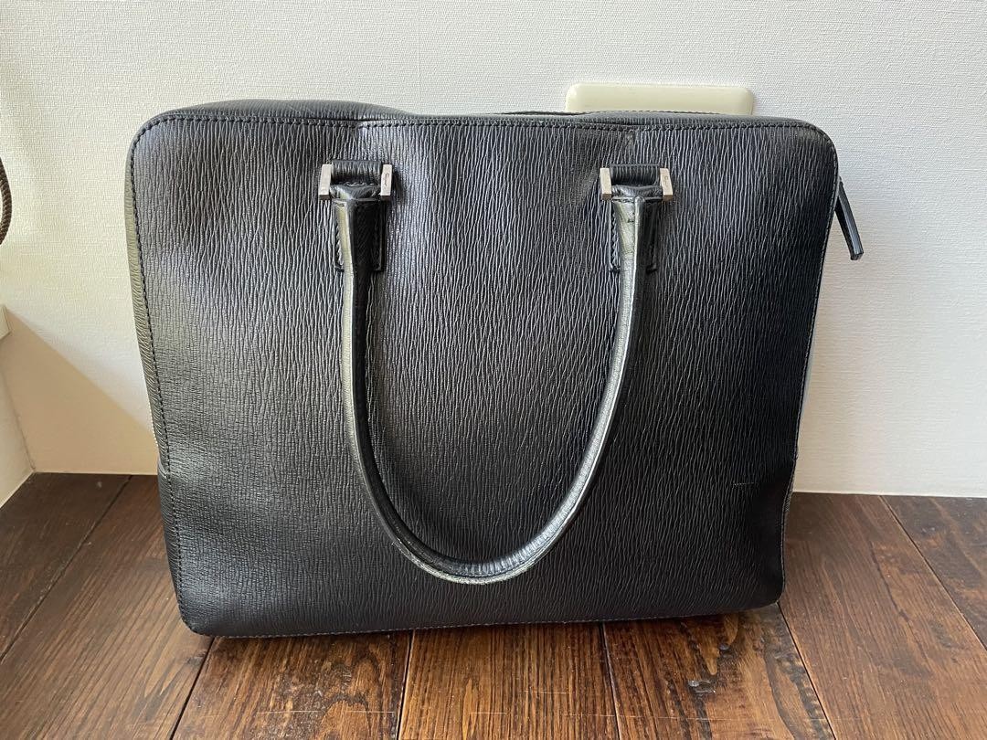 Ferragamo business bag document case Revival Brief Black Leather 36x29x6.5cm