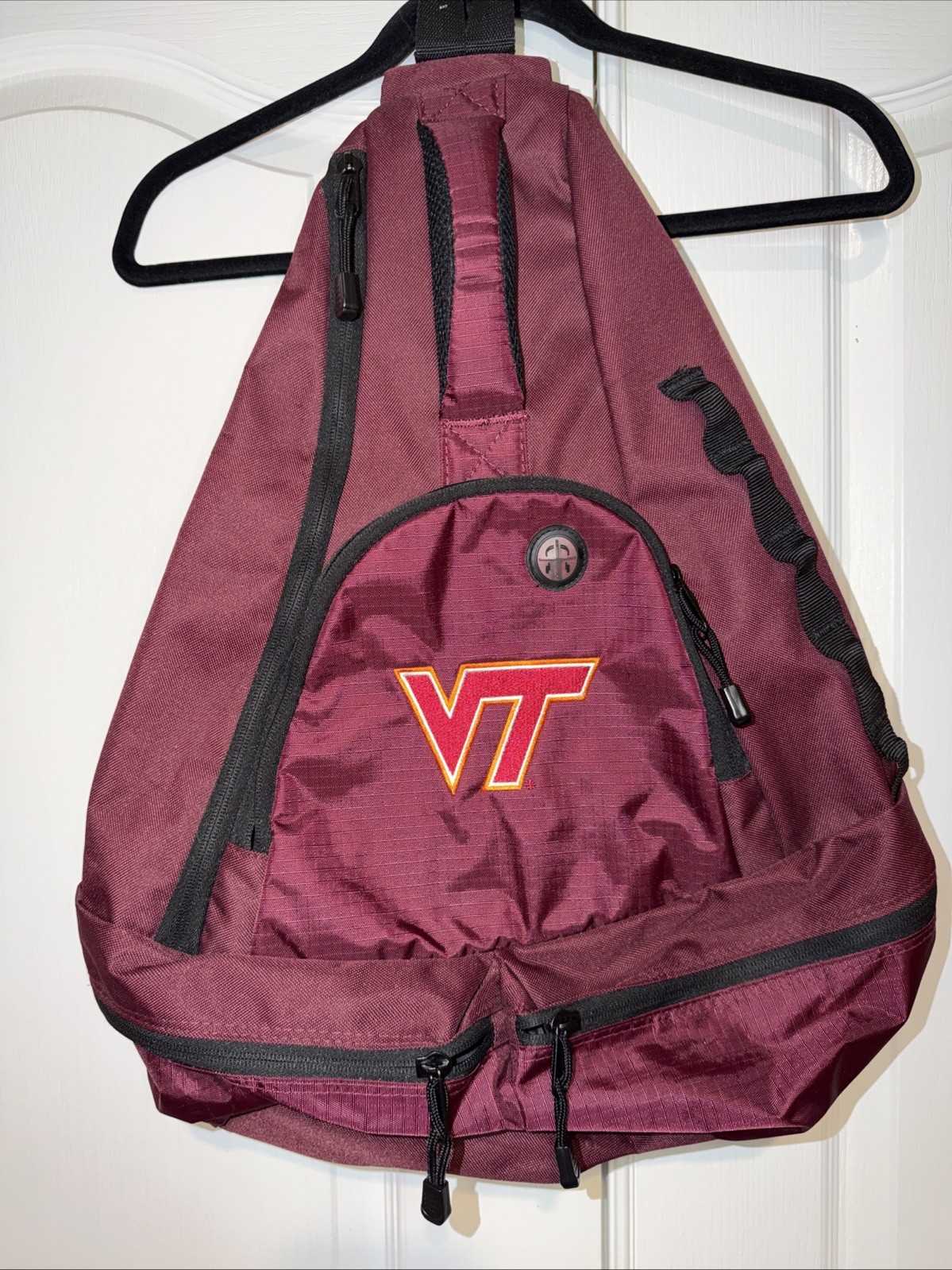 Virginia Tech VT Maroon Sling School Backpack Large Multiple Zip Pockets Unisex